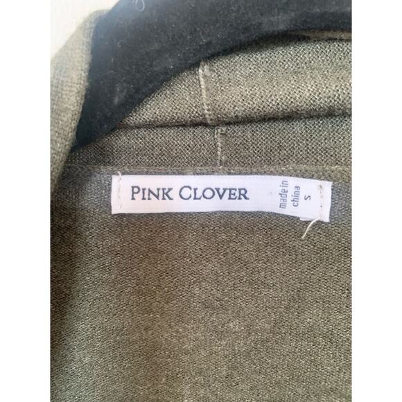 Pink Clover Green Open Front Cardigan – Two Pocket Lightweight Sweater, Size Sm - Picture 4 of 6
